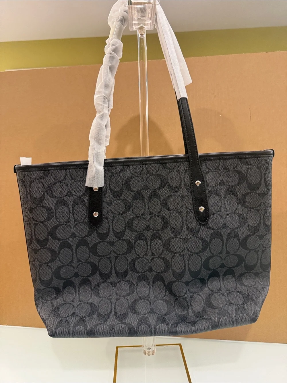 COACH Charcoal/Black Signature Canvas Tote